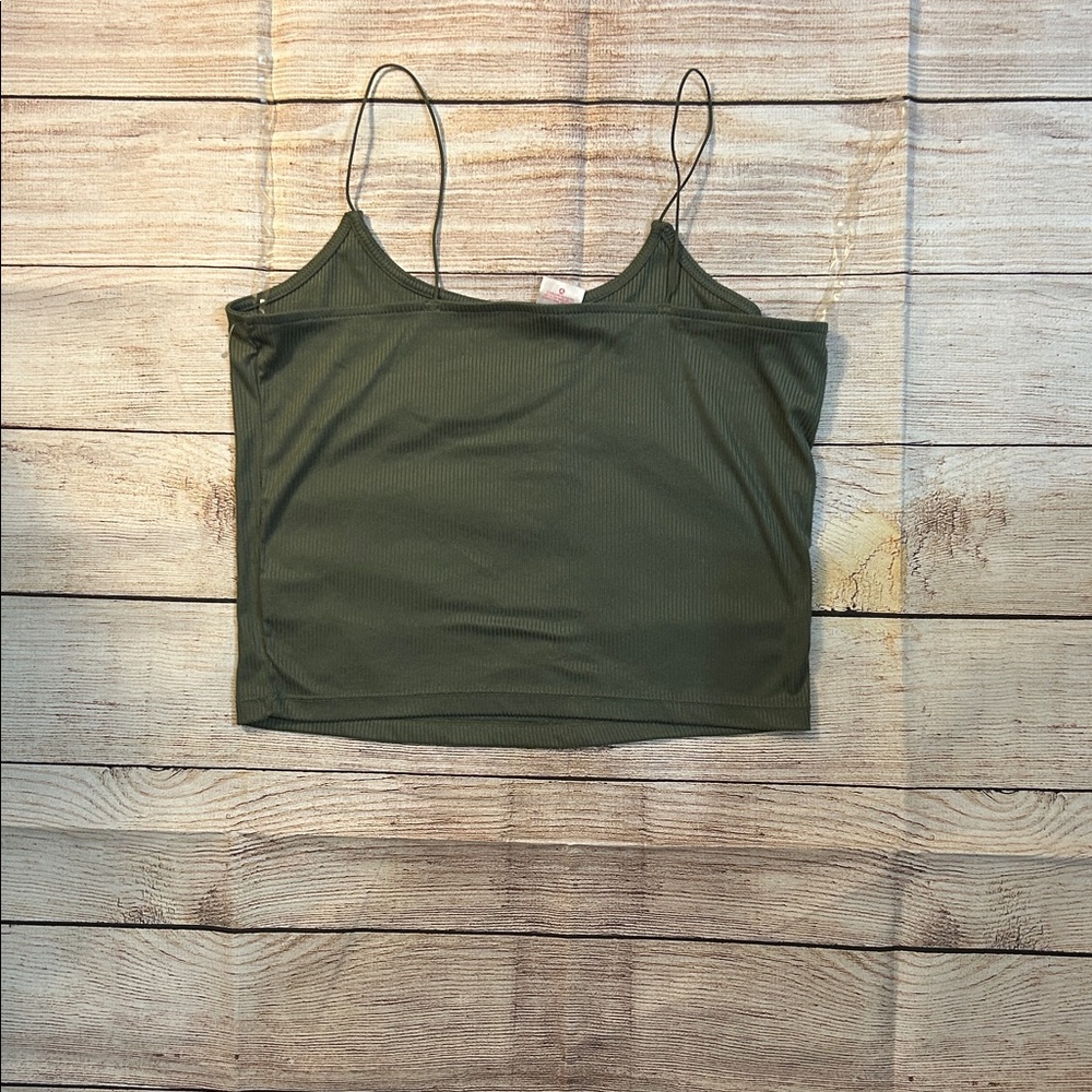 No Boundaries Olive Green Ribbed Camisole Tank - Picture 3 of 4